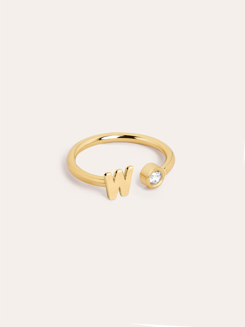 Personalisierter Letter Spark Ring Silber, vergoldet
