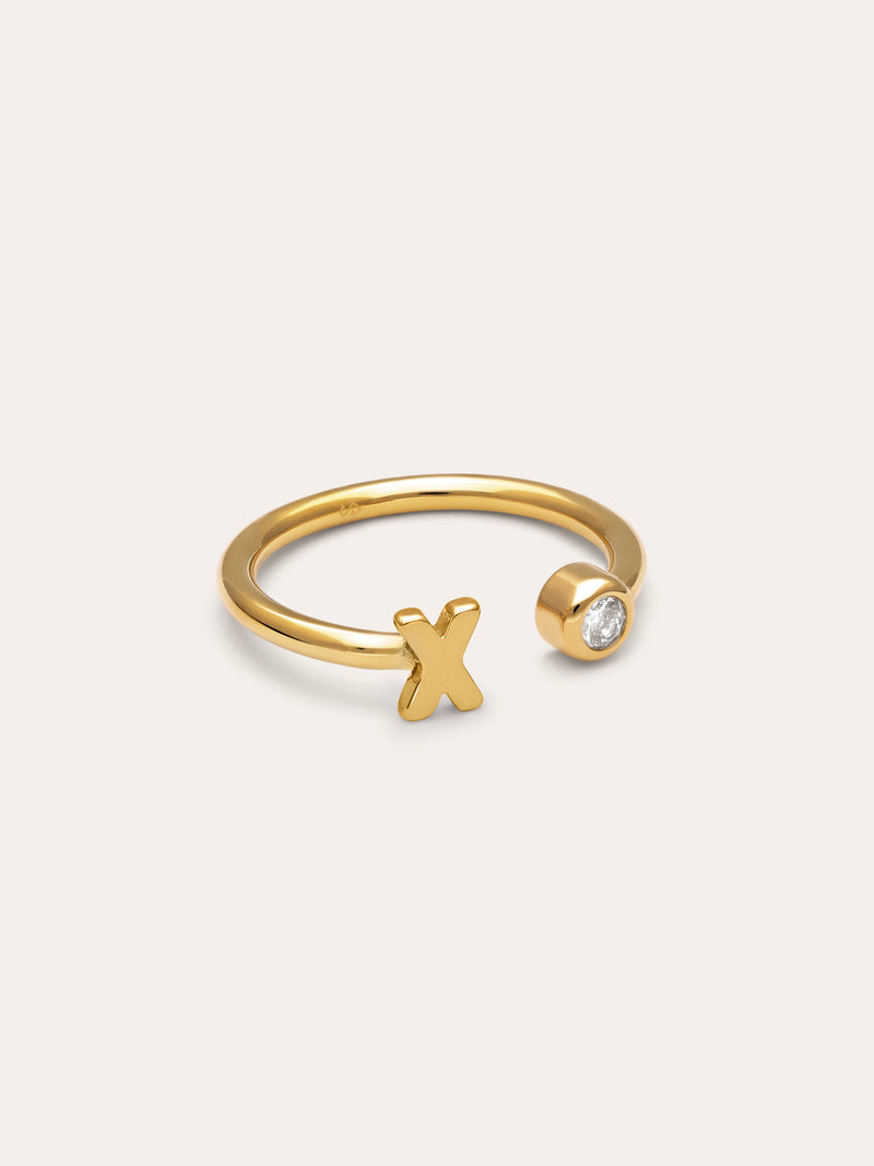 Personalized Ring Letter Spark Steel 18kt Gold Plated