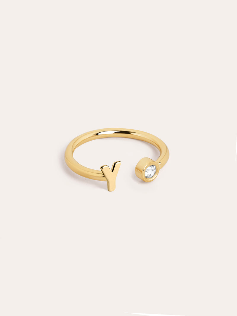 Personalisierter Letter Spark Ring Silber, vergoldet
