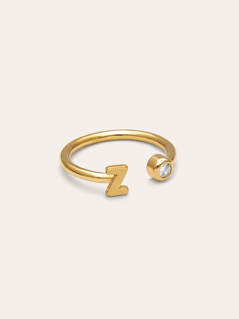 Personalized Ring Letter Spark Steel 18kt Gold Plated
