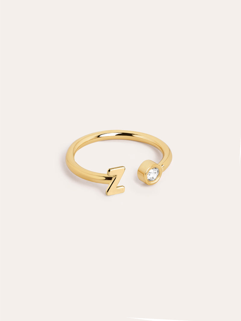 Personalisierter Letter Spark Ring Silber, vergoldet
