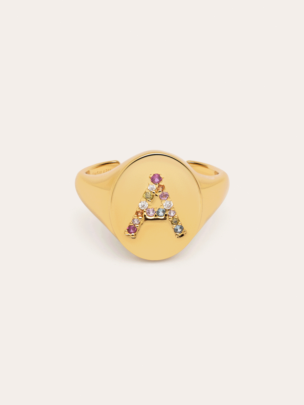 Anillo Personalizado Signet Letter Colors Baño Oro – SINGULARU