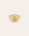 Personalisierter Ring Signet Letter Colors, vergoldet