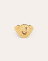 Personalisierter Ring Signet Letter Colors, vergoldet