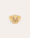 Personalisierter Ring Signet Letter Colors, vergoldet