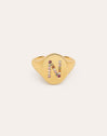 Personalisierter Ring Signet Letter Colors, vergoldet