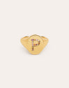 Personalisierter Ring Signet Letter Colors, vergoldet