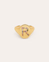 Personalisierter Ring Signet Letter Colors, vergoldet