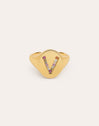 Personalisierter Ring Signet Letter Colors, vergoldet