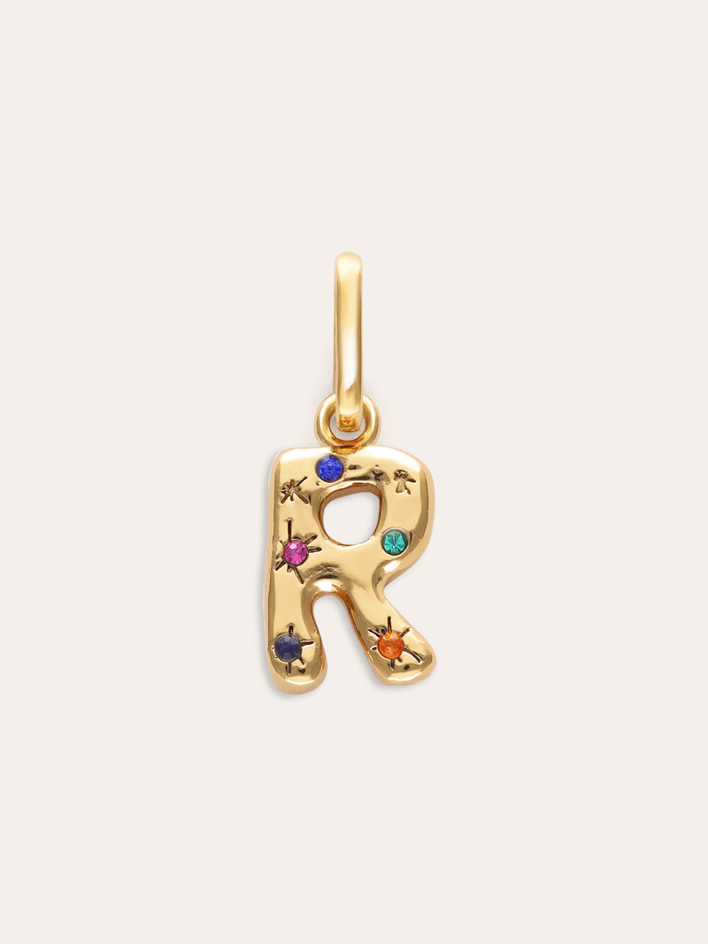 Charm personnalisé initial Organic Colors plaqué or