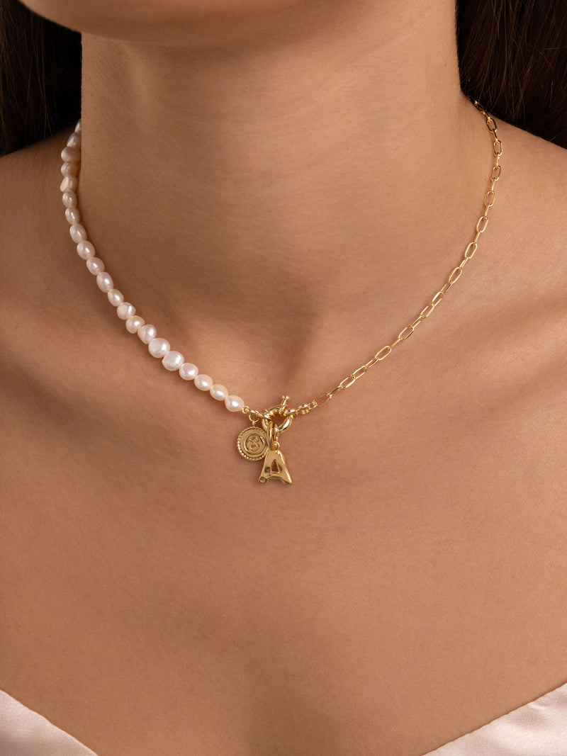 Chic Pearl Halskette Edelstahl, vergoldet
