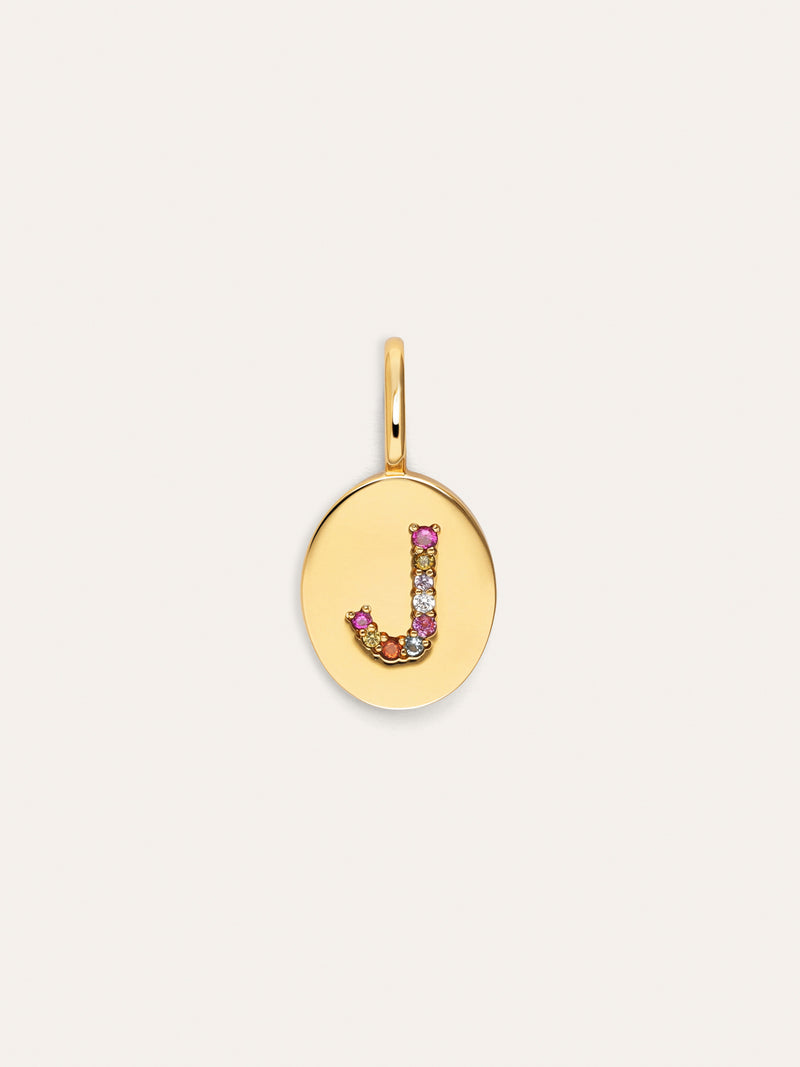 Charm Personalizado Signet Letter Colors Baño Oro