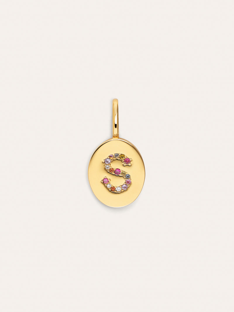 Charm Personalizado Signet Letter Colors Baño Oro