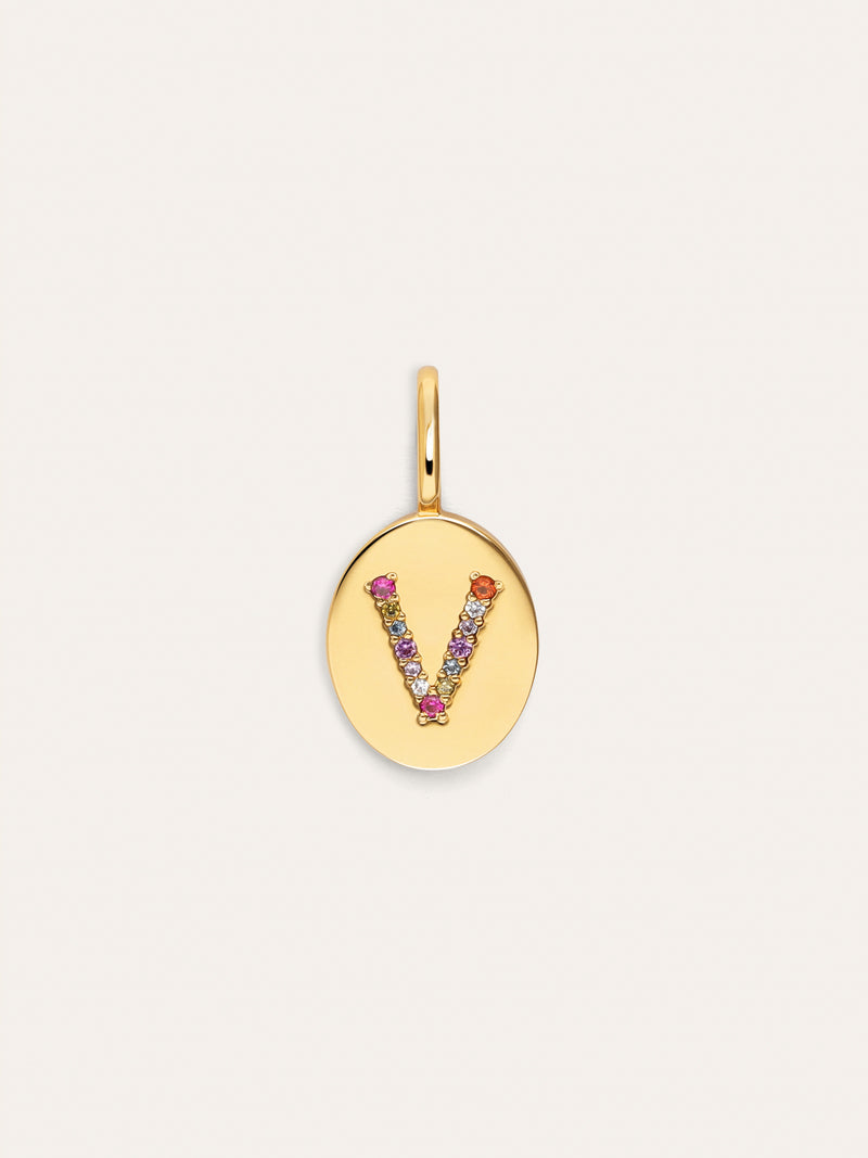 Charm Personalizado Signet Letter Colors Baño Oro