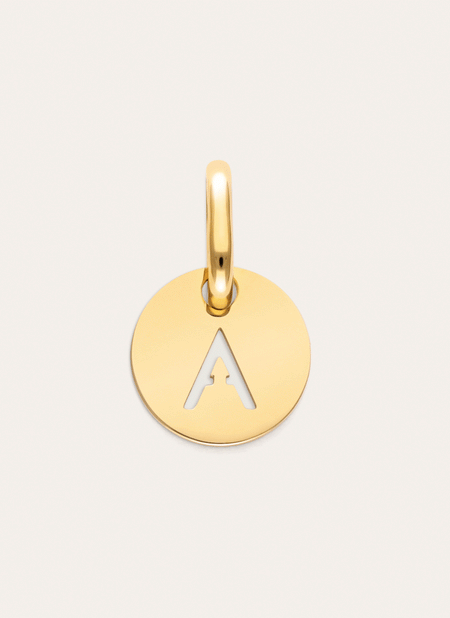 Mini Medallion Letter Acero Baño Oro