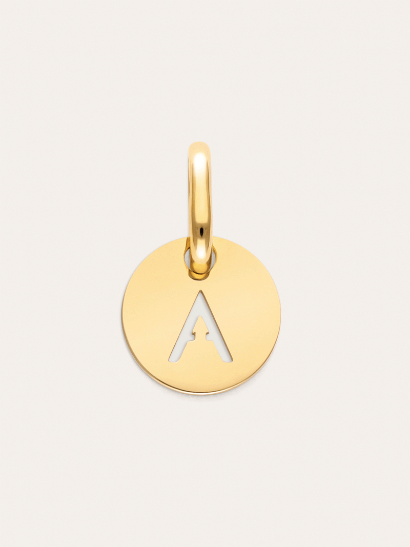 Mini Medallion Letter Acero Baño Oro