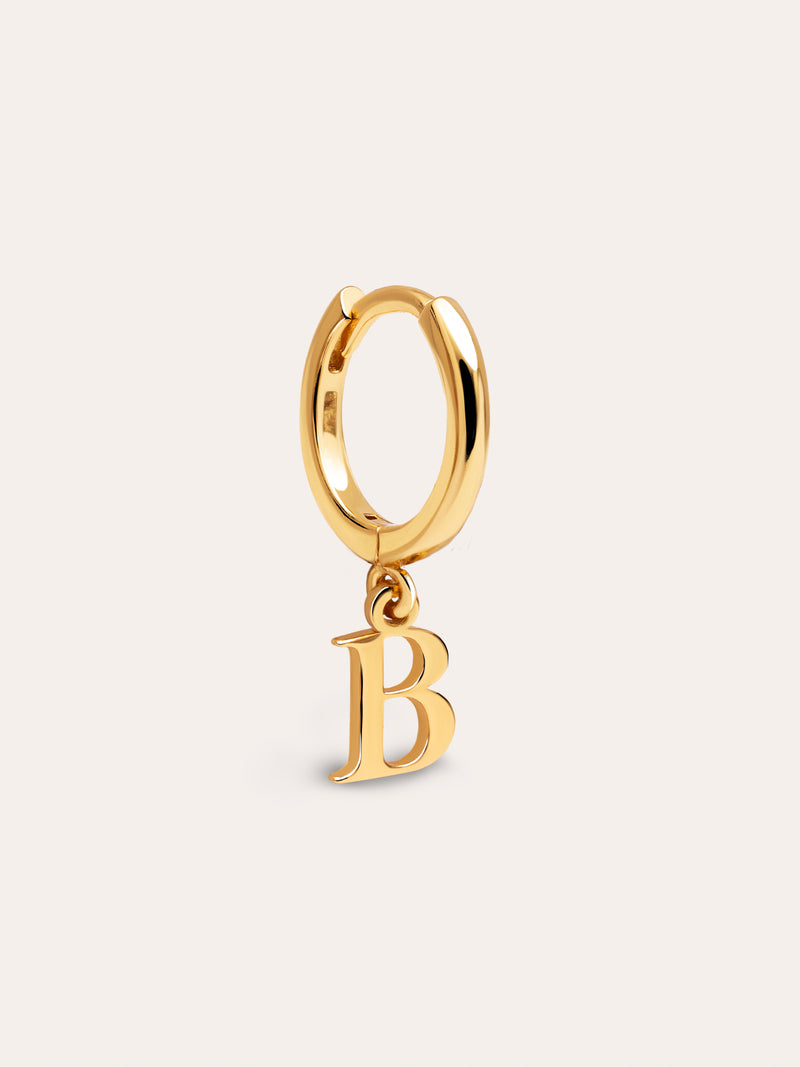 Brinco Individual Personalizado Aro Letter Prata Banho de Ouro