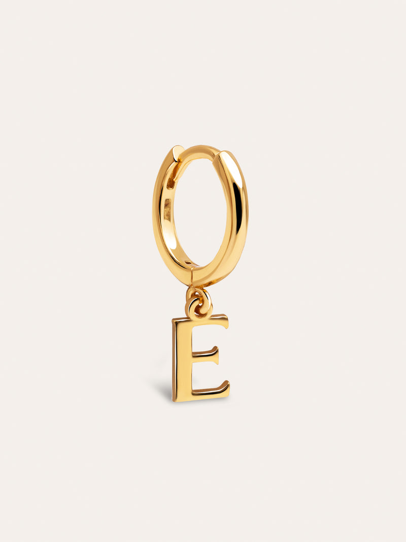 Brinco Individual Personalizado Aro Letter Prata Banho de Ouro