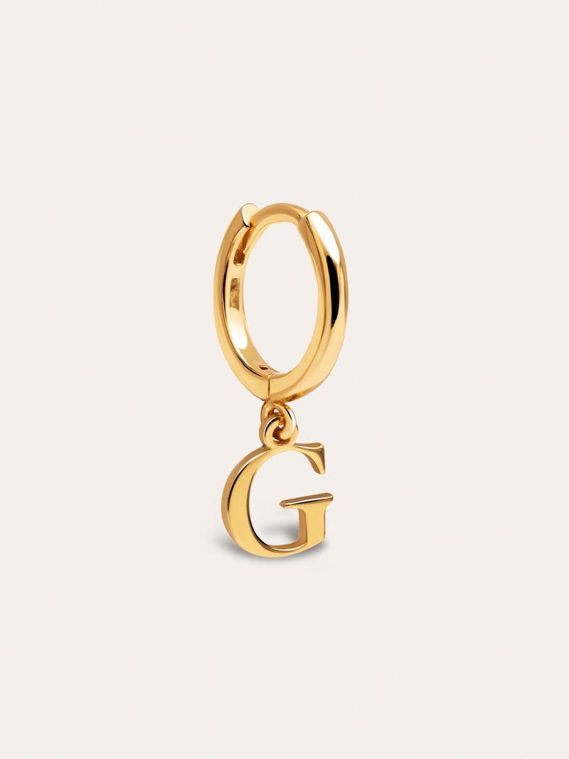 Brinco Individual Personalizado Aro Letter Prata Banho de Ouro