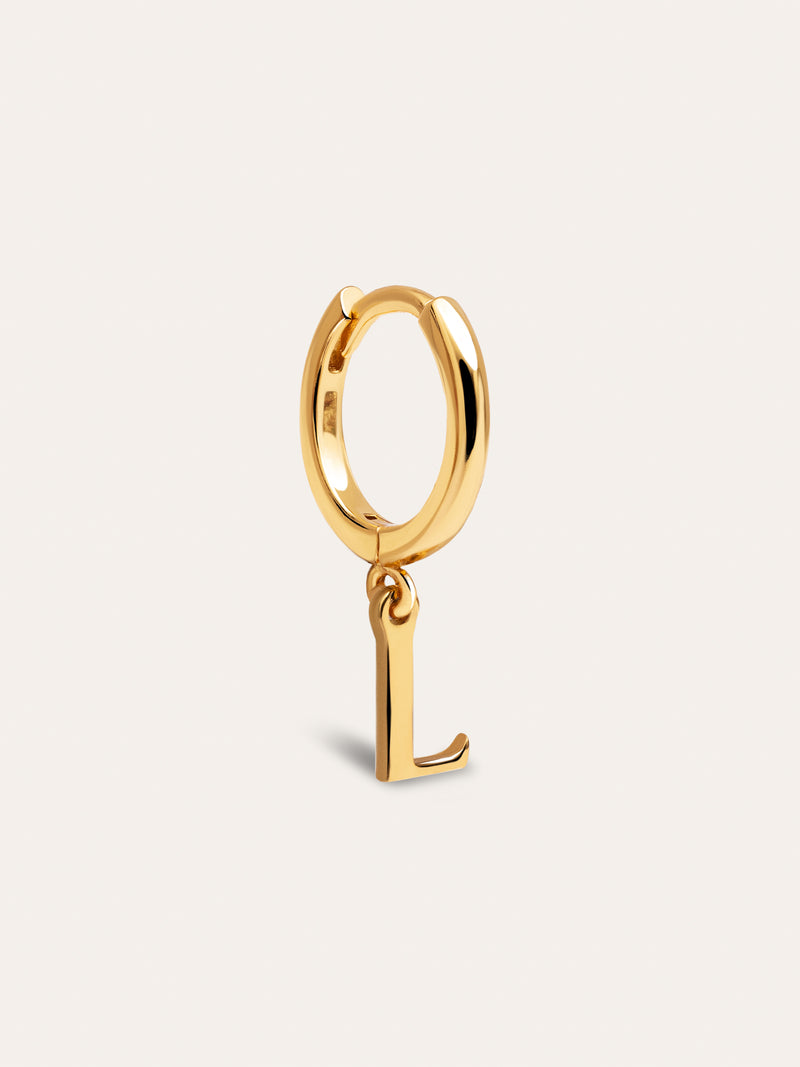 Brinco Individual Personalizado Aro Letter Prata Banho de Ouro