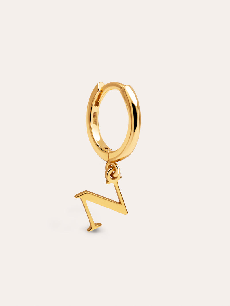 Brinco Individual Personalizado Aro Letter Prata Banho de Ouro