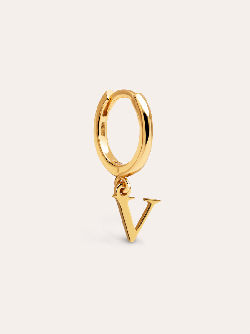 Brinco Individual Personalizado Aro Letter Prata Banho de Ouro