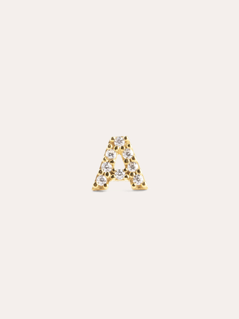 Brinco Individual Letter Sparks Prata Banho de Ouro