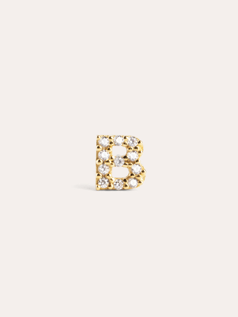 Brinco Individual Letter Sparks Prata Banho de Ouro