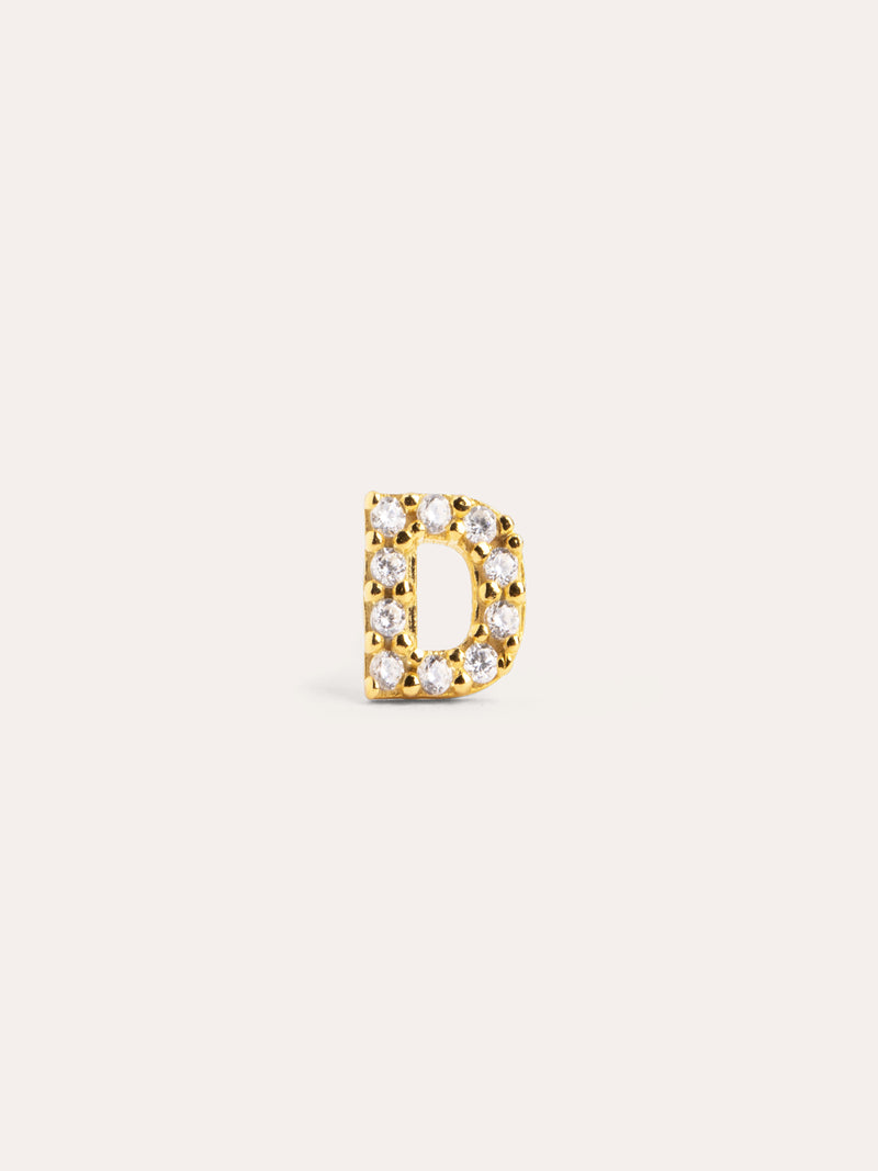 Brinco Individual Letter Sparks Prata Banho de Ouro