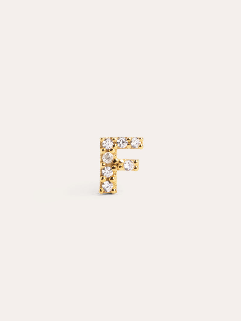Brinco Individual Letter Sparks Prata Banho de Ouro