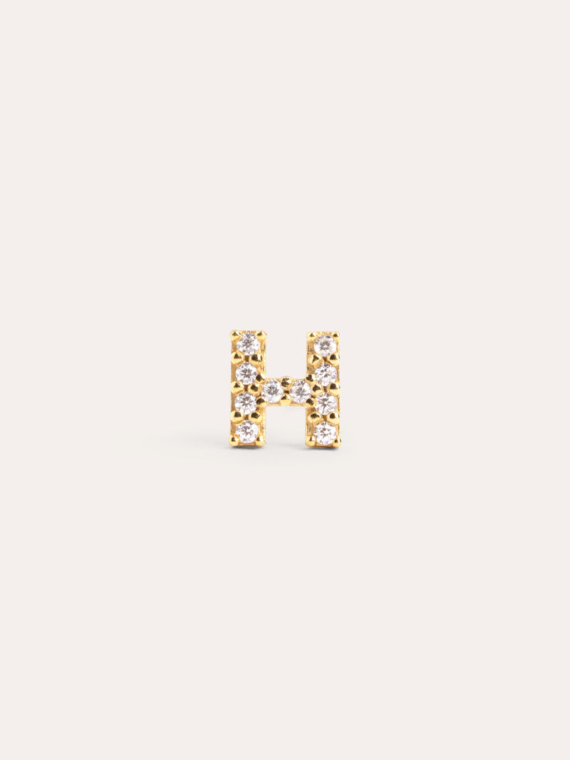Brinco Individual Letter Sparks Prata Banho de Ouro