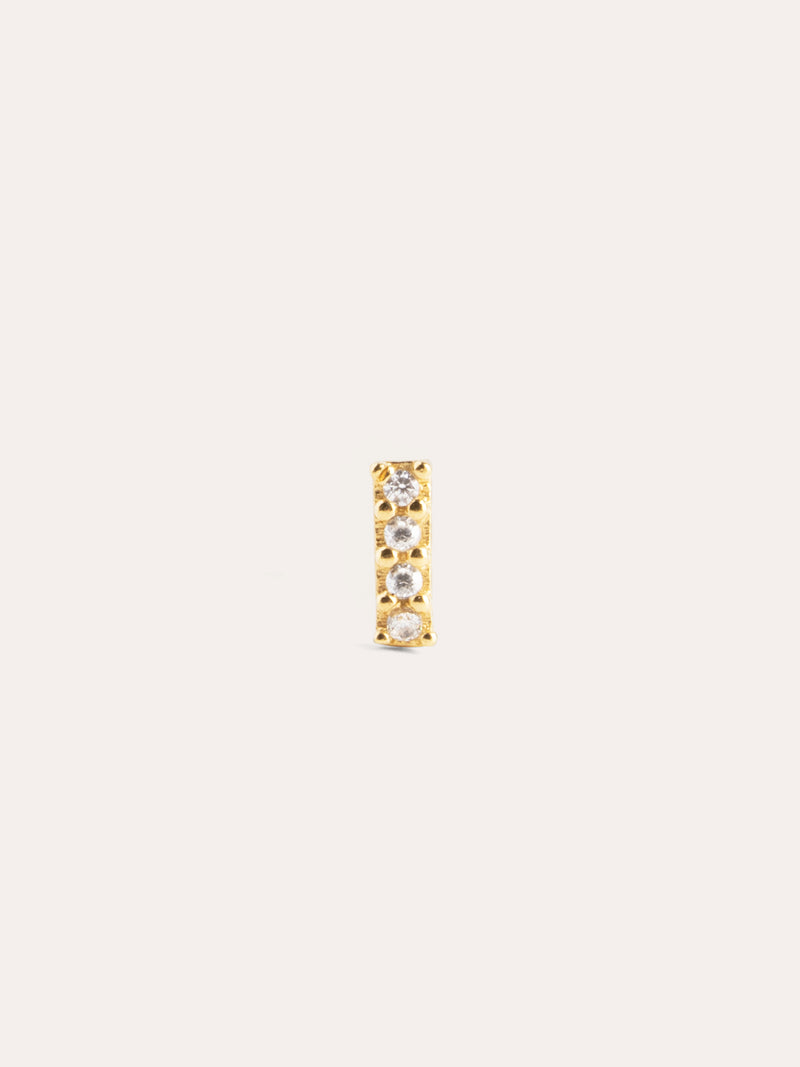 Brinco Individual Letter Sparks Prata Banho de Ouro