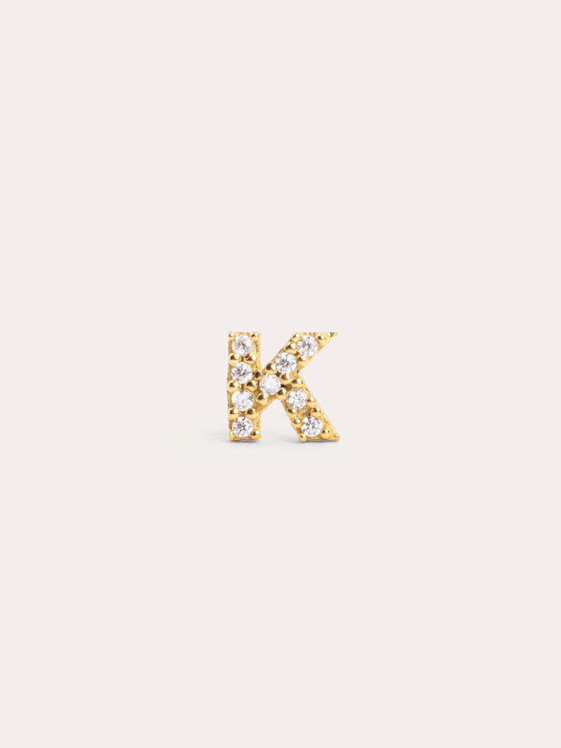 Brinco Individual Letter Sparks Prata Banho de Ouro