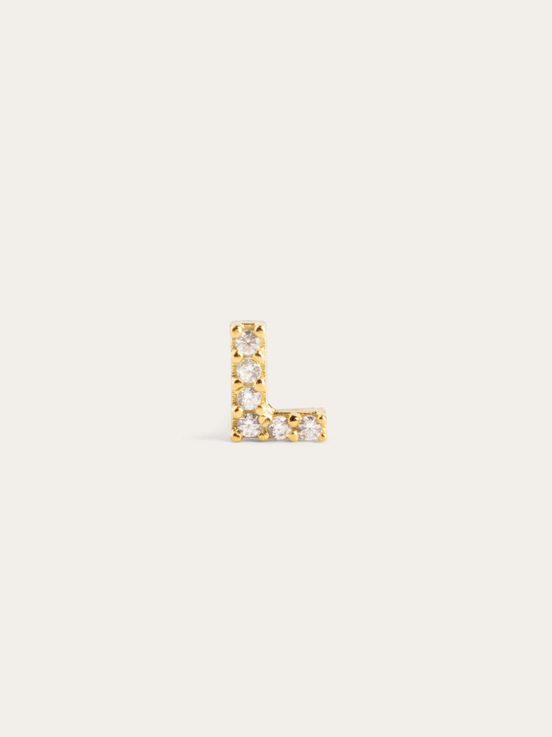 Brinco Individual Letter Sparks Prata Banho de Ouro