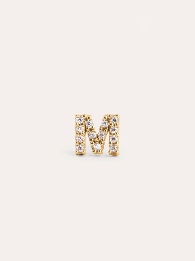 Brinco Individual Letter Sparks Prata Banho de Ouro