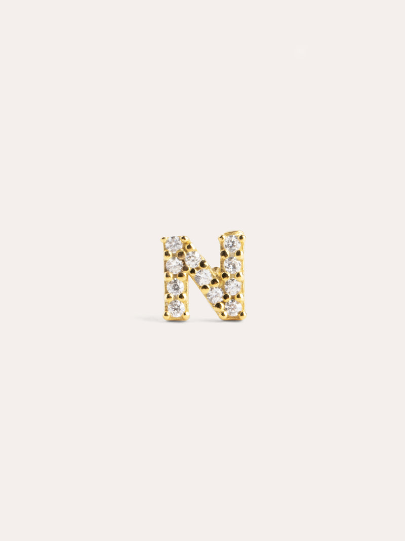 Brinco Individual Letter Sparks Prata Banho de Ouro