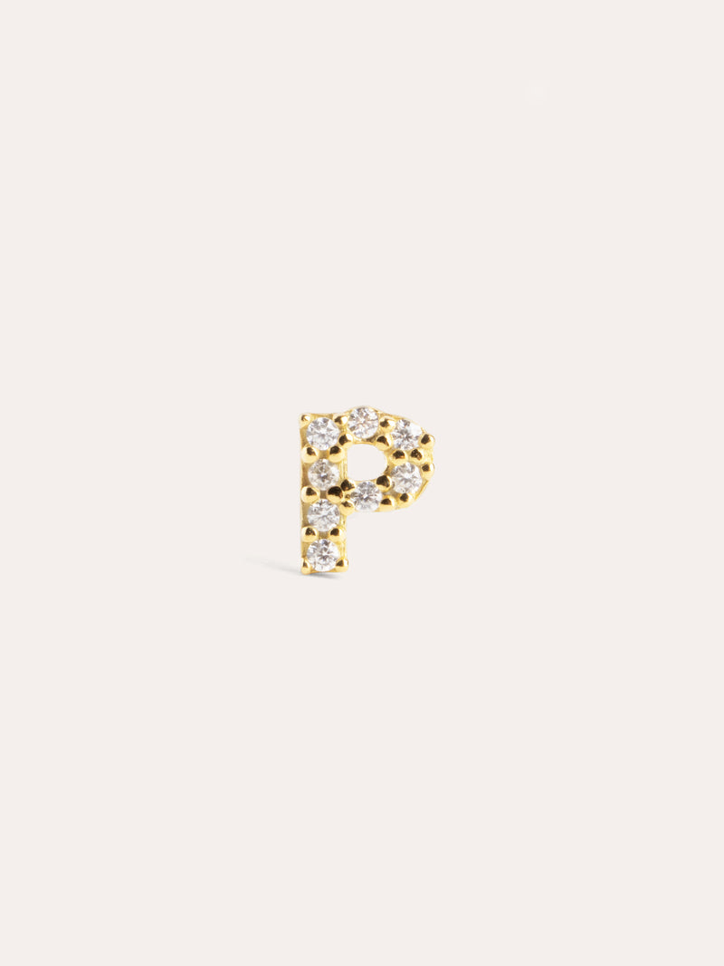 Brinco Individual Letter Sparks Prata Banho de Ouro