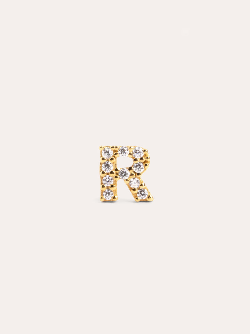 Brinco Individual Letter Sparks Prata Banho de Ouro