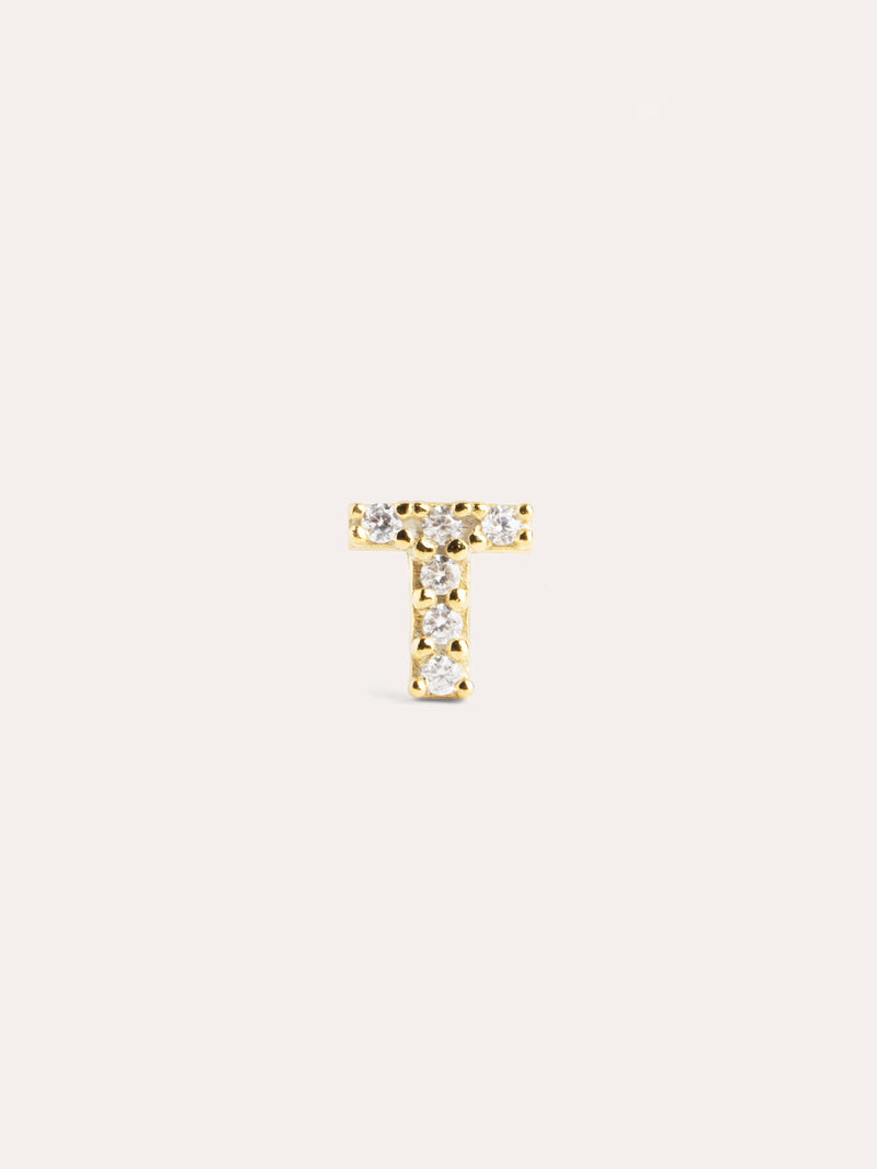 Brinco Individual Letter Sparks Prata Banho de Ouro