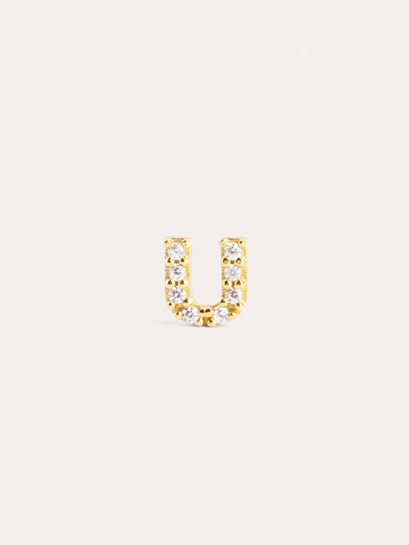 Brinco Individual Letter Sparks Prata Banho de Ouro