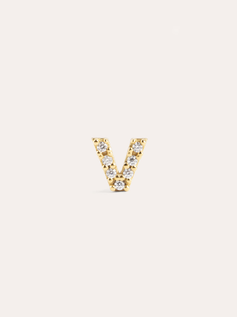 Brinco Individual Letter Sparks Prata Banho de Ouro