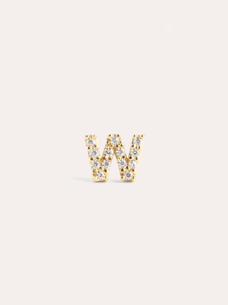 Brinco Individual Letter Sparks Prata Banho de Ouro