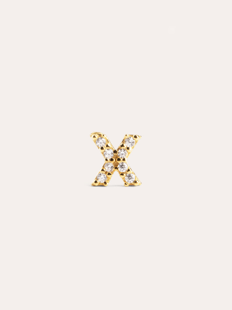 Brinco Individual Letter Sparks Prata Banho de Ouro