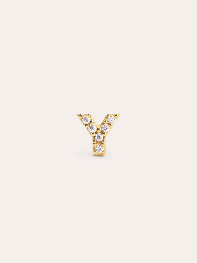 Brinco Individual Letter Sparks Prata Banho de Ouro