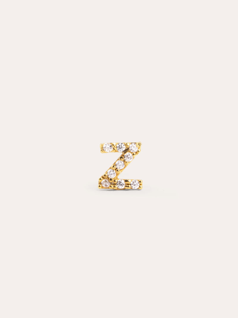 Brinco Individual Letter Sparks Prata Banho de Ouro