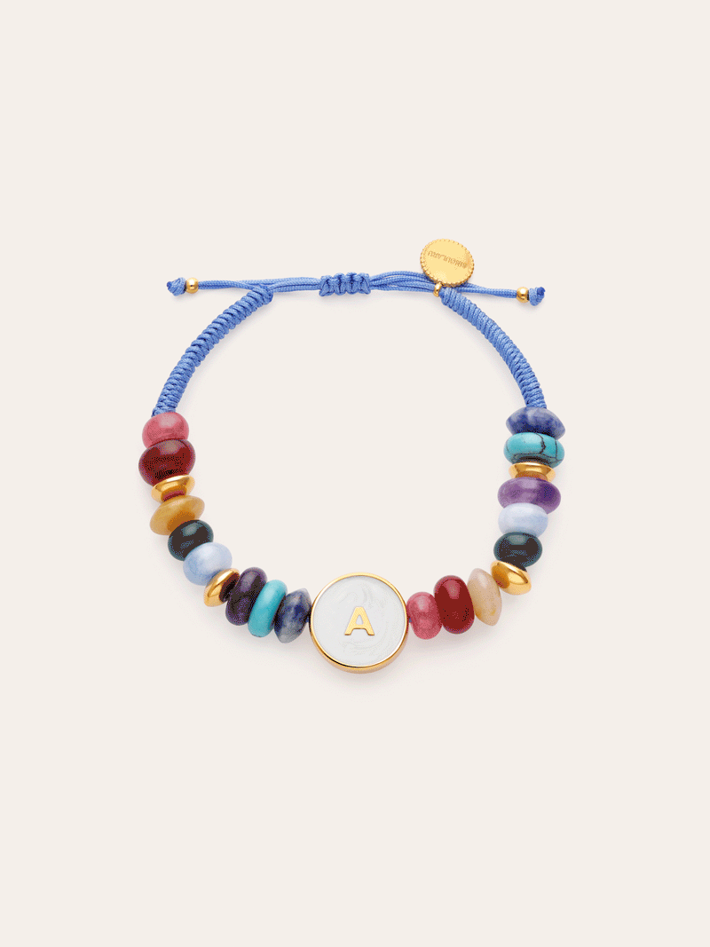 Pulsera Personalizada Letter Nácar Acero Baño Oro