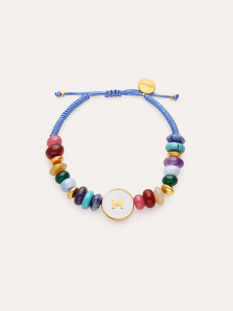 Pulsera Personalizada Letter Nácar Acero Baño Oro