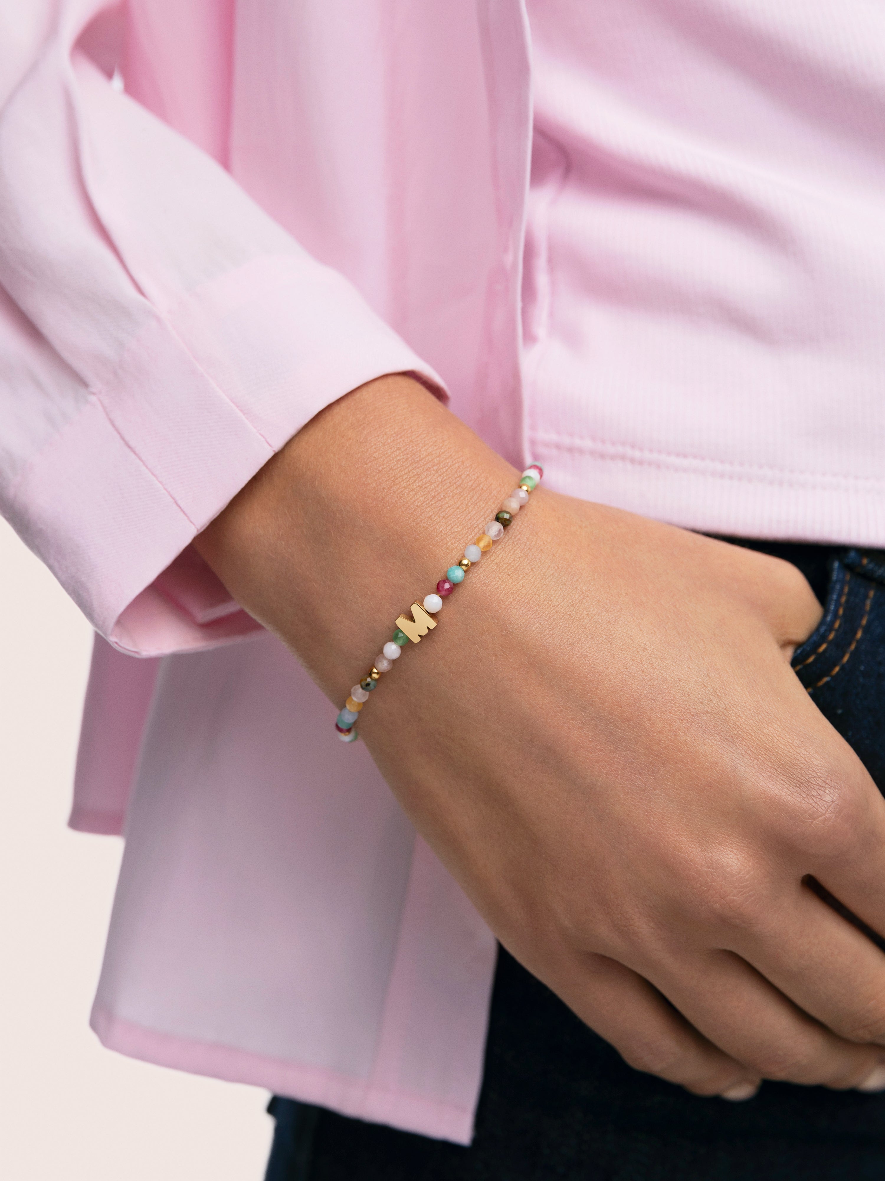 Pulsera Personalizada Letter Altea Color Acero Baño Oro