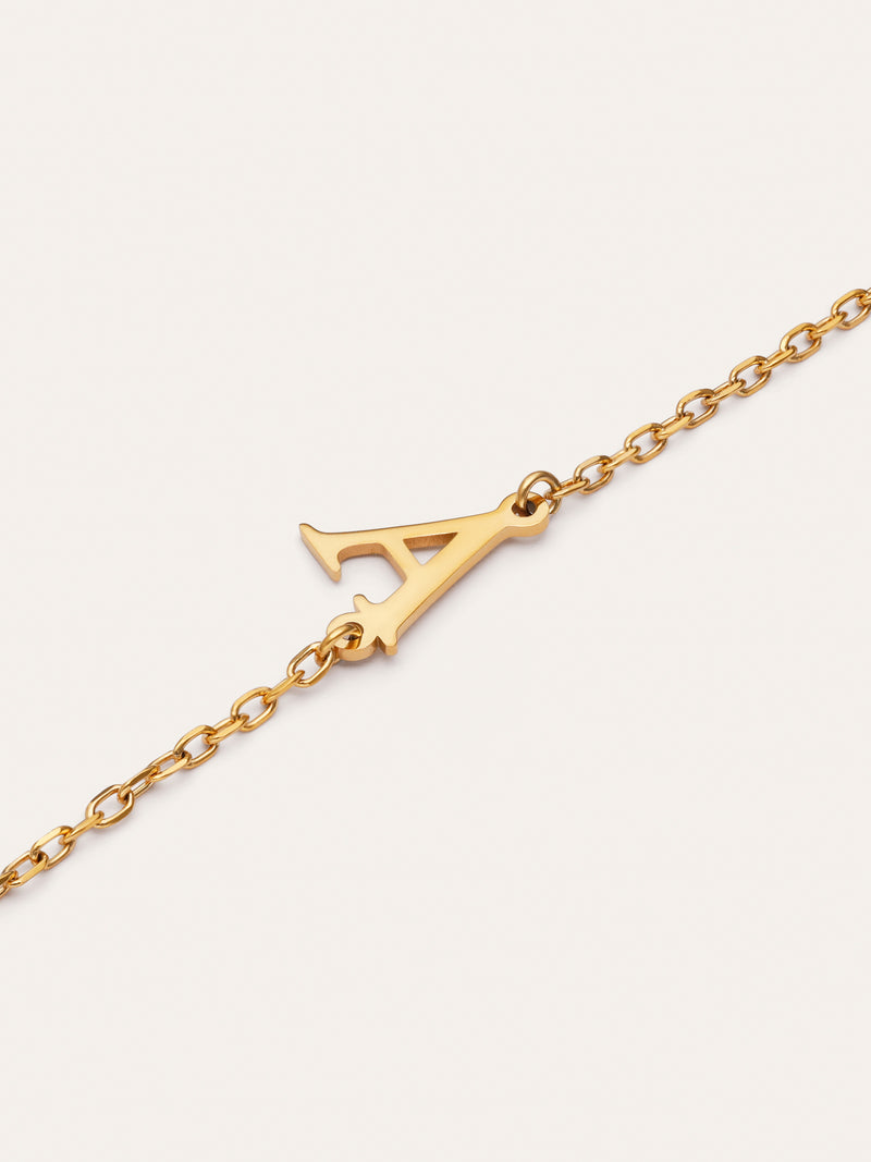 Single Letter armband van staal met gouden plating