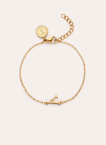 Pulsera Single Letter Acero Baño Oro